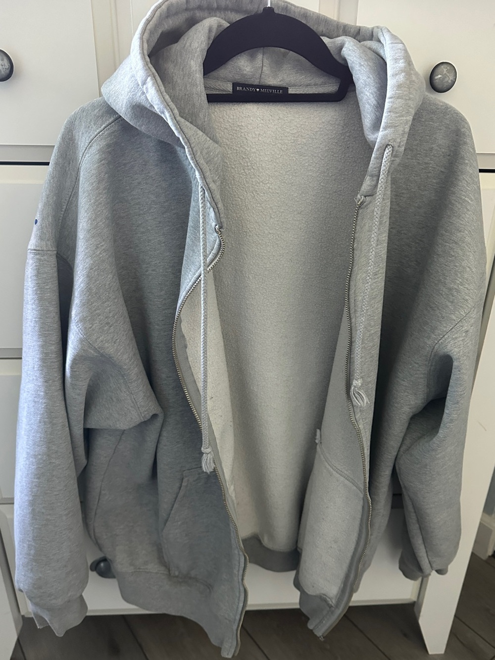 Brandy Melville Grey Oversized Christy Zip Up Hoodie One Size